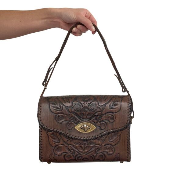 Vintage Joo Kay Tooled Leather Shoulder Bag - Picture 4 of 12